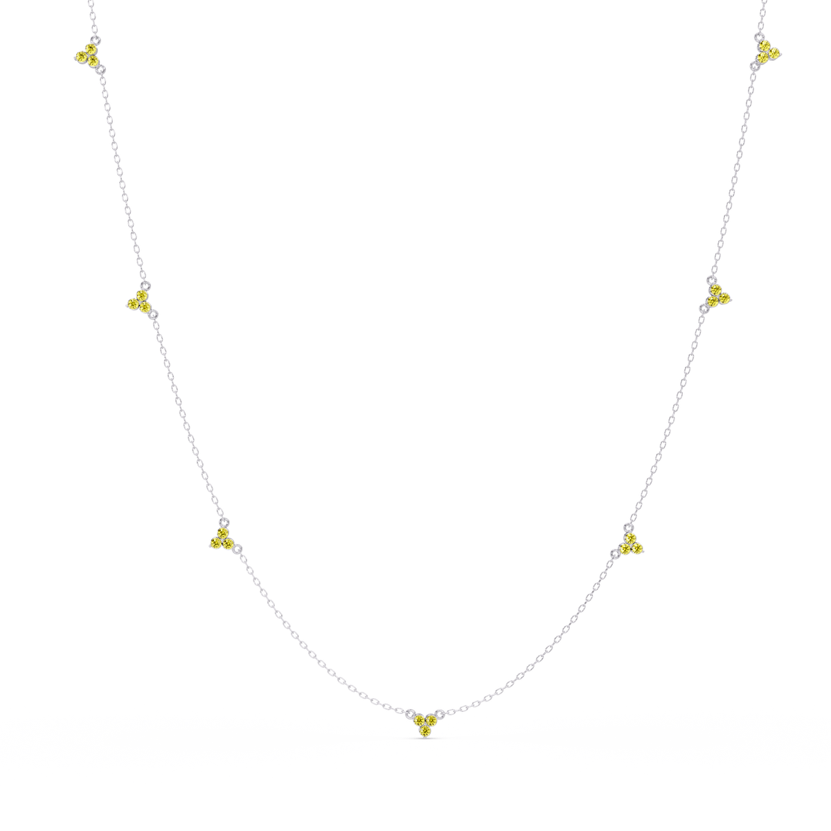 1.2 CTW Round Three-Stone Cluster Colorstone Station Necklace – CAD image 6176
