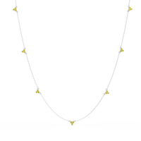 1.2 CTW Round Three-Stone Cluster Colorstone Station Necklace – CAD image 6176