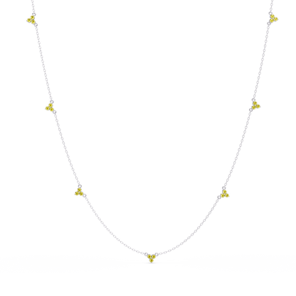 1.2 CTW Round Three-Stone Cluster Colorstone Station Necklace – CAD image 6176