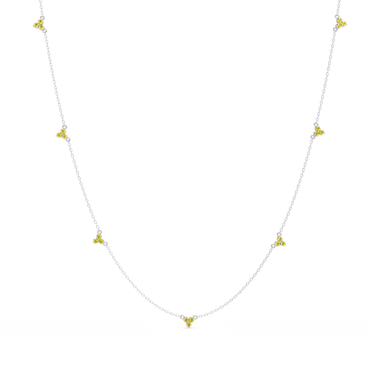 1.2 CTW Round Three-Stone Cluster Colorstone Station Necklace – CAD image 6176