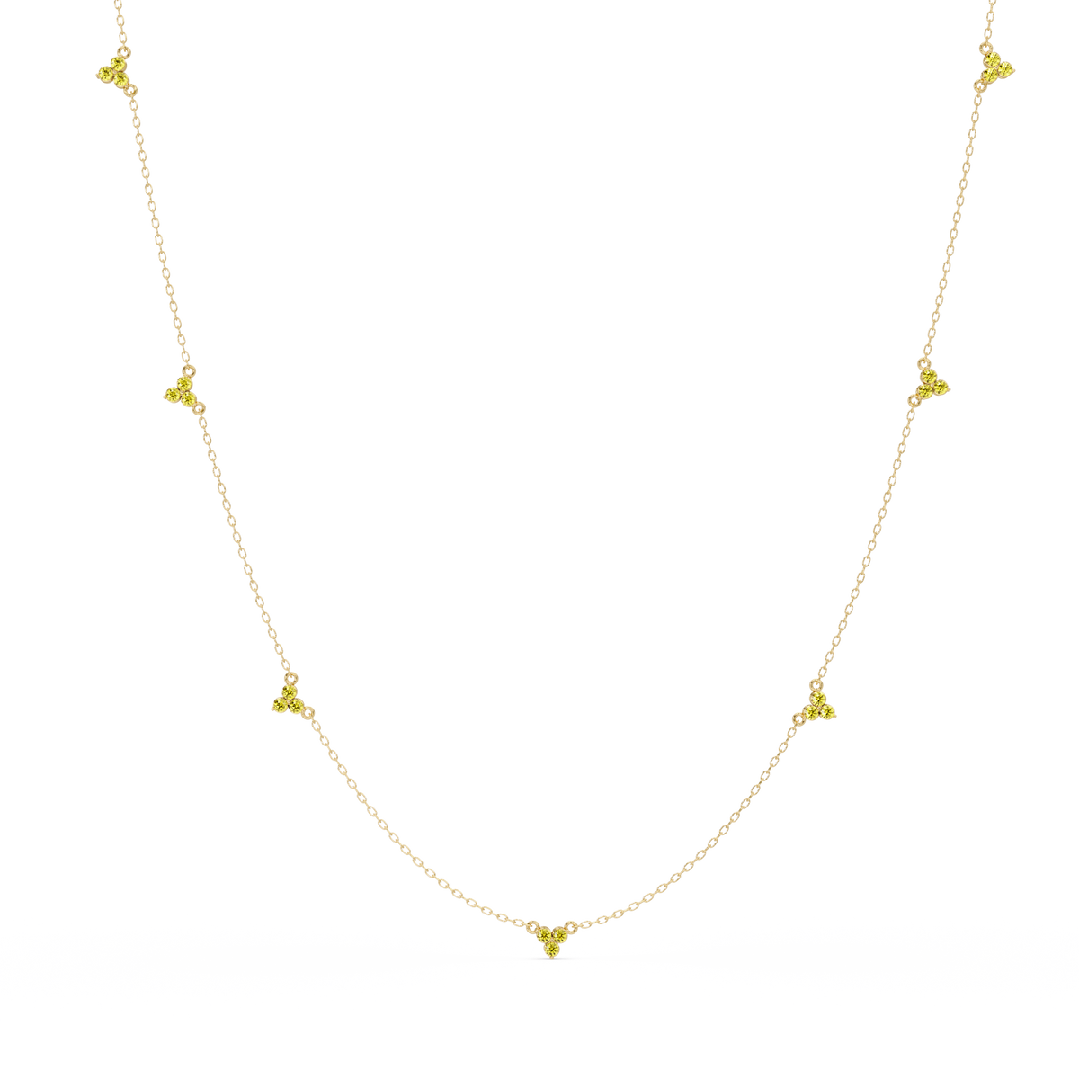 1.2 CTW Round Three-Stone Cluster Colorstone Station Necklace – CAD image 6177