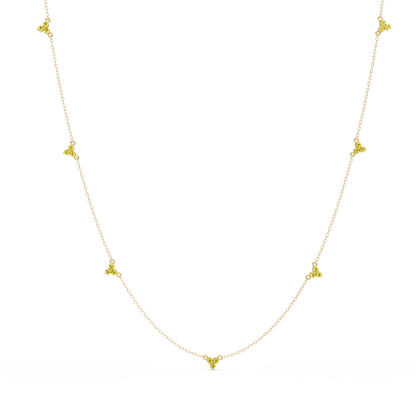 1.2 CTW Round Three-Stone Cluster Colorstone Station Necklace – CAD image 6177