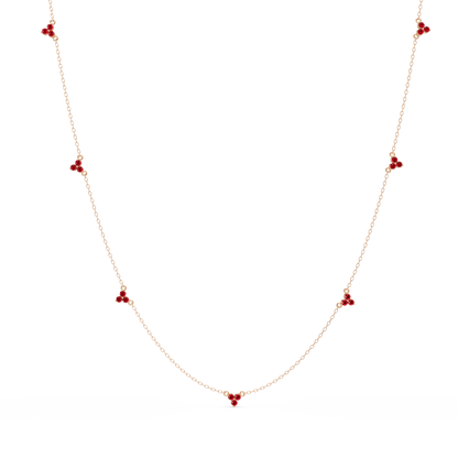 1.2 CTW Round Three-Stone Cluster Colorstone Station Necklace – CAD image 6178