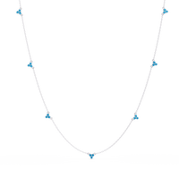 1.2 CTW Round Three-Stone Cluster Colorstone Station Necklace – CAD image 6182