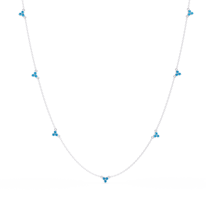 1.2 CTW Round Three-Stone Cluster Colorstone Station Necklace – CAD image 6182