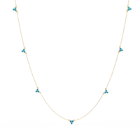 1.2 CTW Round Three-Stone Cluster Colorstone Station Necklace – CAD image 6183