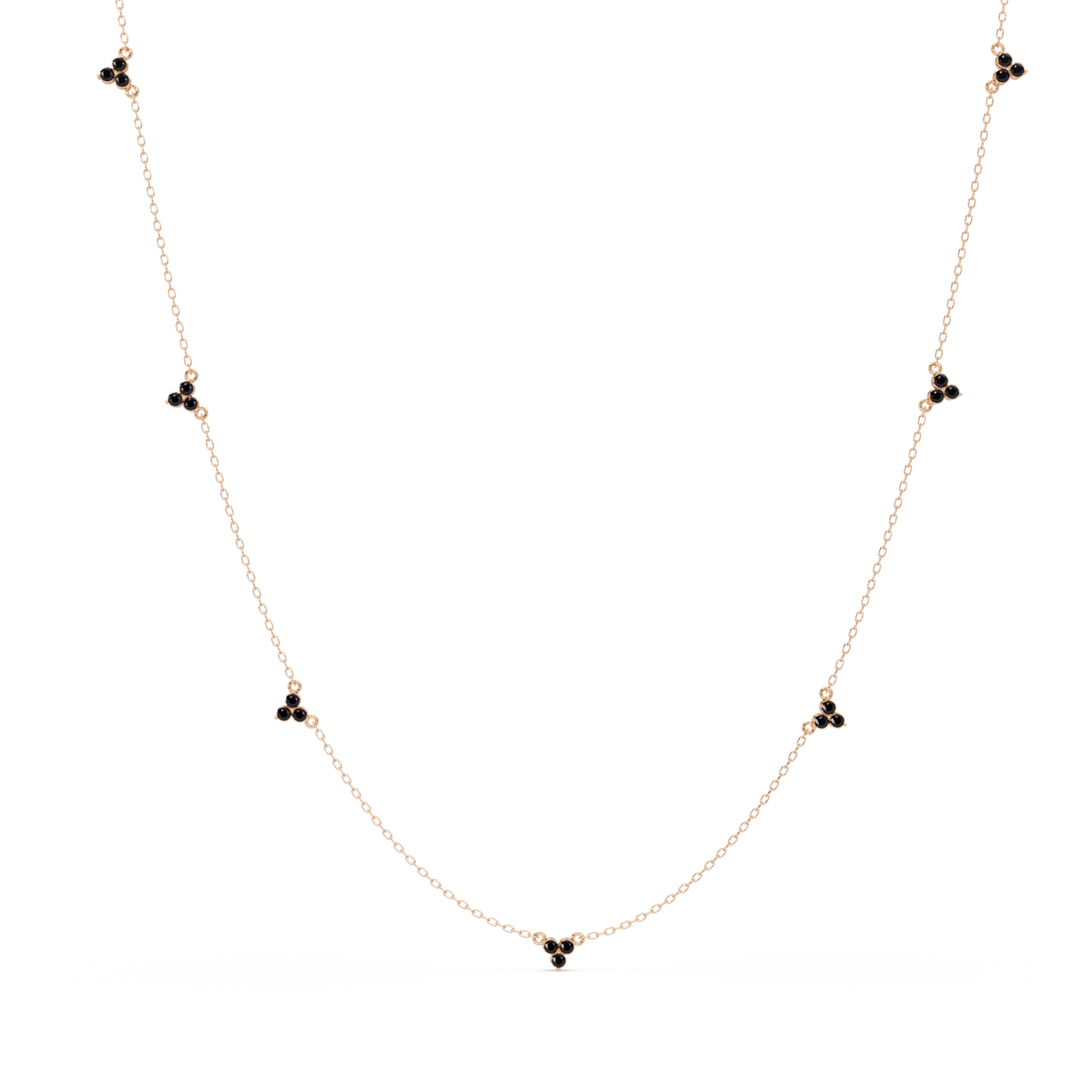 1.2 CTW Round Three-Stone Cluster Colorstone Station Necklace – CAD image 6184