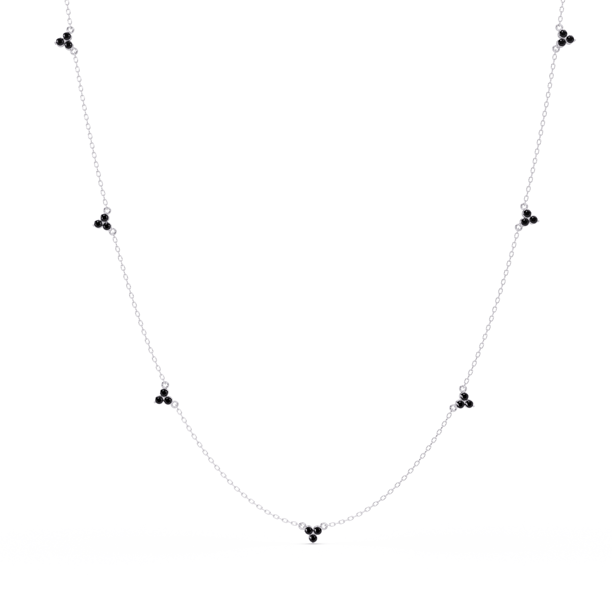 1.2 CTW Round Three-Stone Cluster Colorstone Station Necklace – CAD image 6185