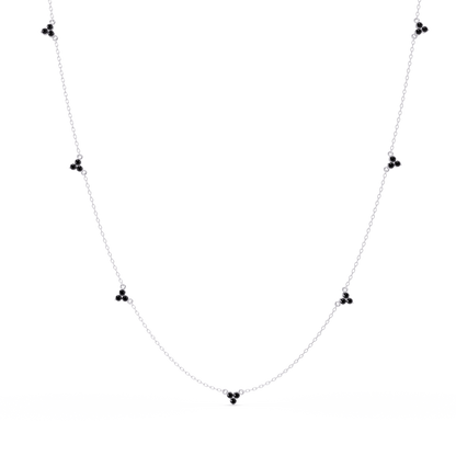 1.2 CTW Round Three-Stone Cluster Colorstone Station Necklace – CAD image 6185