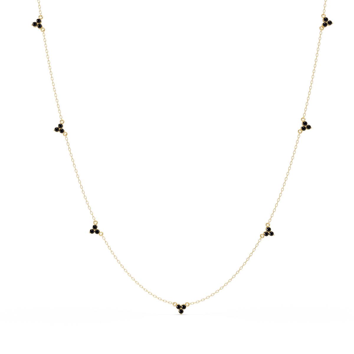 1.2 CTW Round Three-Stone Cluster Colorstone Station Necklace – CAD image 6186