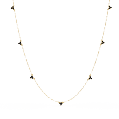 1.2 CTW Round Three-Stone Cluster Colorstone Station Necklace – CAD image 6186