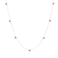 1.2 CTW Round Three-Stone Cluster Colorstone Station Necklace – CAD image 6187