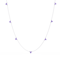 1.2 CTW Round Three-Stone Cluster Colorstone Station Necklace – CAD image 6188