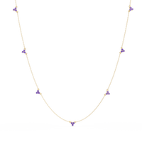 1.2 CTW Round Three-Stone Cluster Colorstone Station Necklace – CAD image 6189