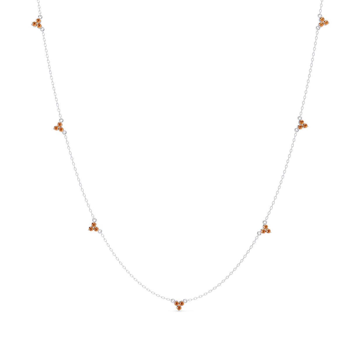 1.2 CTW Round Three-Stone Cluster Colorstone Station Necklace – CAD image 6191