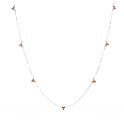 1.2 CTW Round Three-Stone Cluster Colorstone Station Necklace – CAD image 6191