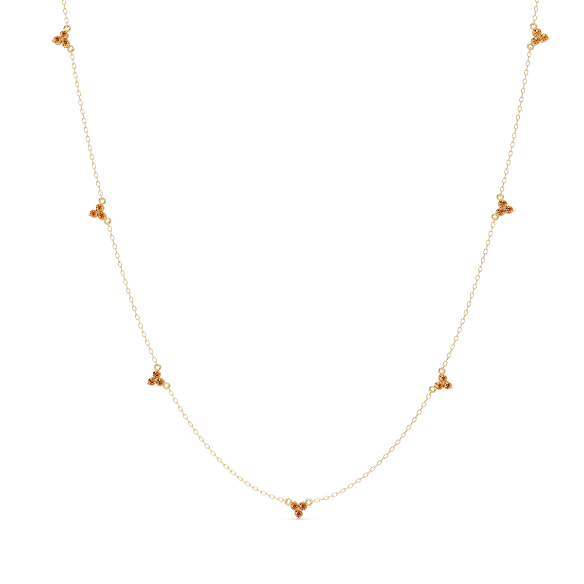 1.2 CTW Round Three-Stone Cluster Colorstone Station Necklace – CAD image 6192