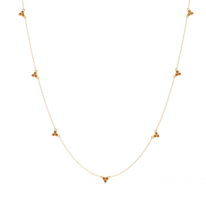 1.2 CTW Round Three-Stone Cluster Colorstone Station Necklace – CAD image 6192