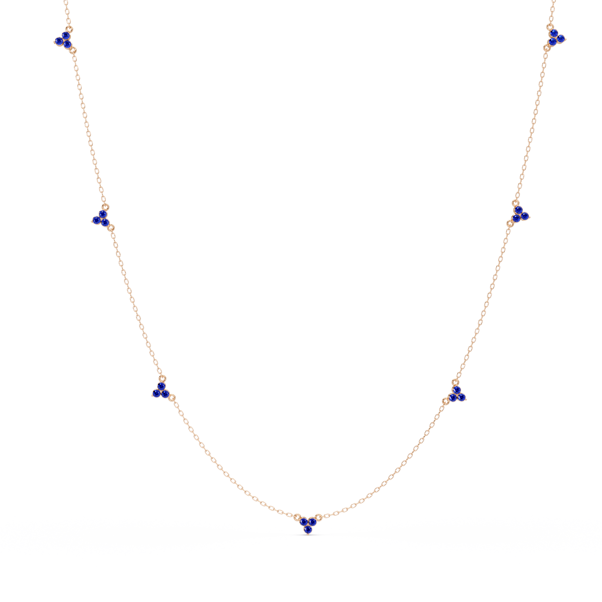 1.2 CTW Round Three-Stone Cluster Colorstone Station Necklace – CAD image 6193