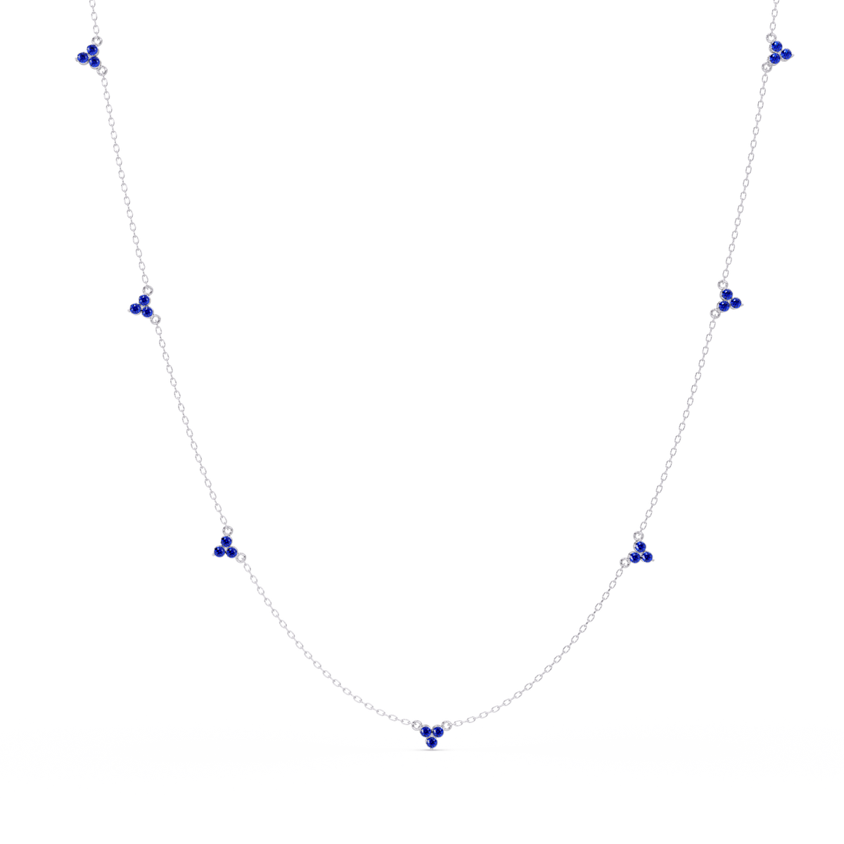 1.2 CTW Round Three-Stone Cluster Colorstone Station Necklace – CAD image 6194