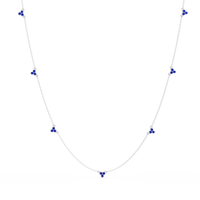 1.2 CTW Round Three-Stone Cluster Colorstone Station Necklace – CAD image 6194