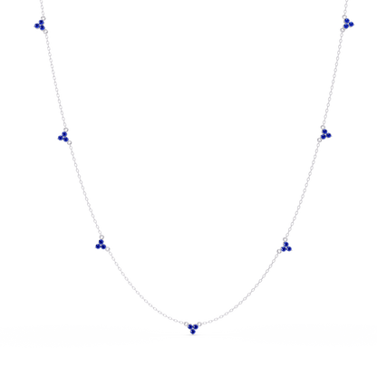 1.2 CTW Round Three-Stone Cluster Colorstone Station Necklace – CAD image 6194