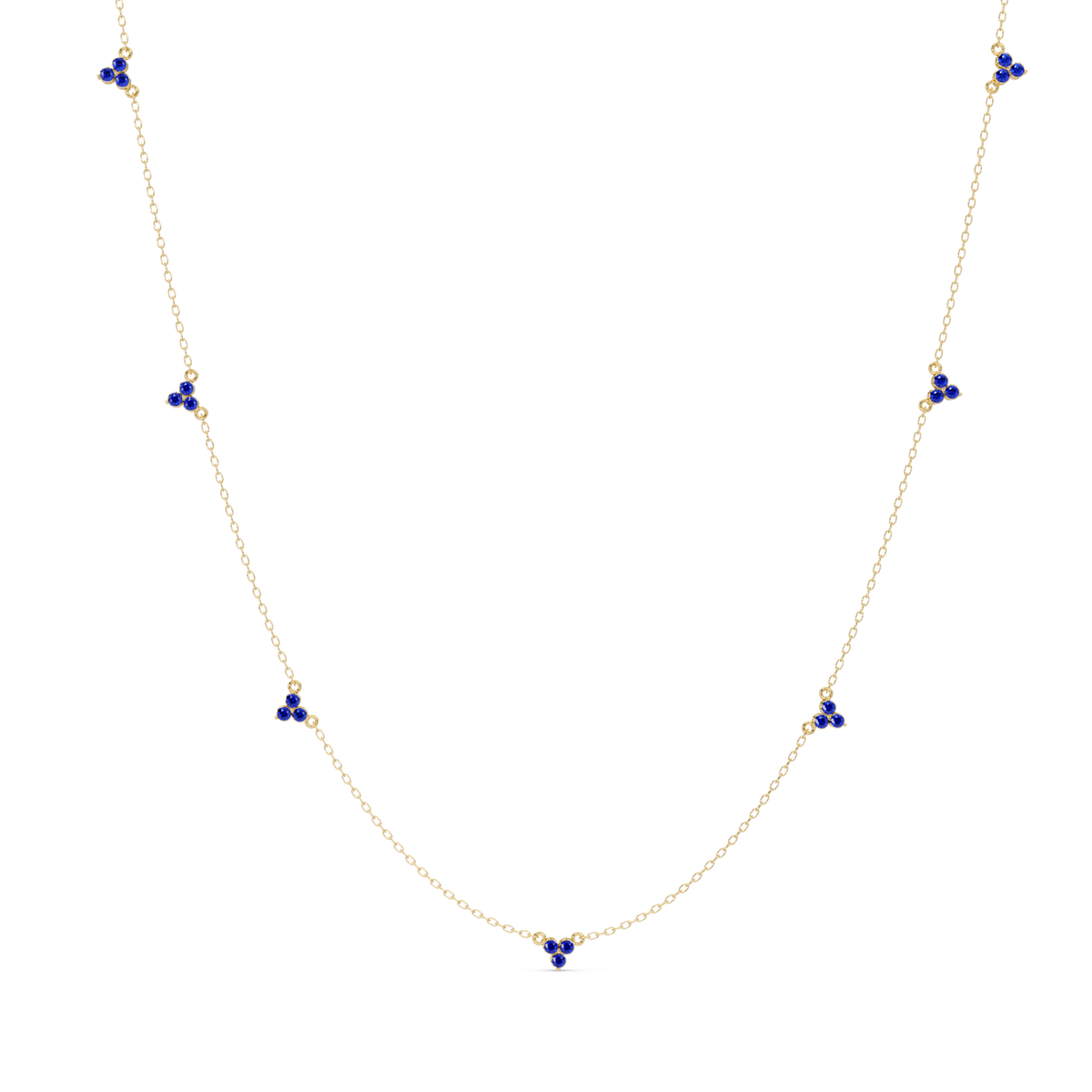 1.2 CTW Round Three-Stone Cluster Colorstone Station Necklace – CAD image 6195