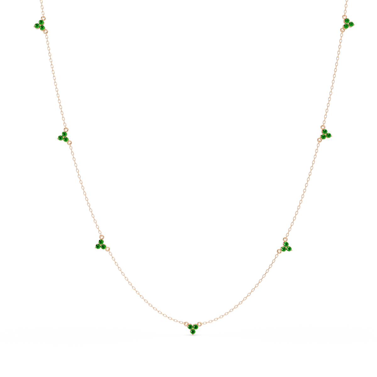 1.2 CTW Round Three-Stone Cluster Colorstone Station Necklace – CAD image 6196