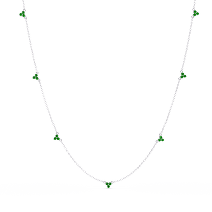 1.2 CTW Round Three-Stone Cluster Colorstone Station Necklace – CAD image 6197