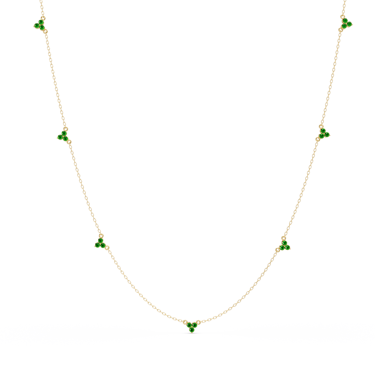 1.2 CTW Round Three-Stone Cluster Colorstone Station Necklace – CAD image 6198