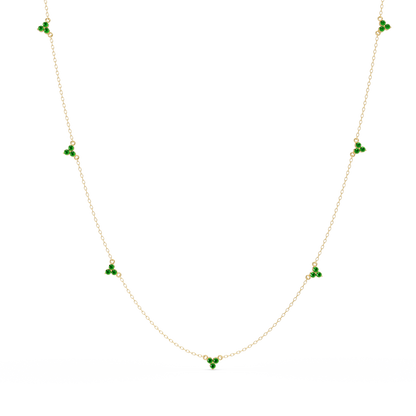 1.2 CTW Round Three-Stone Cluster Colorstone Station Necklace – CAD image 6198