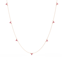 1.2 CTW Round Three-Stone Cluster Colorstone Station Necklace – CAD image 6199