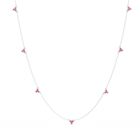 1.2 CTW Round Three-Stone Cluster Colorstone Station Necklace – CAD image 6200
