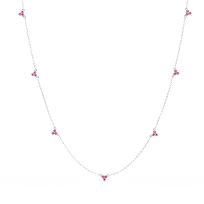 1.2 CTW Round Three-Stone Cluster Colorstone Station Necklace – CAD image 6200