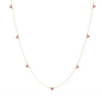 1.2 CTW Round Three-Stone Cluster Colorstone Station Necklace – CAD image 6201