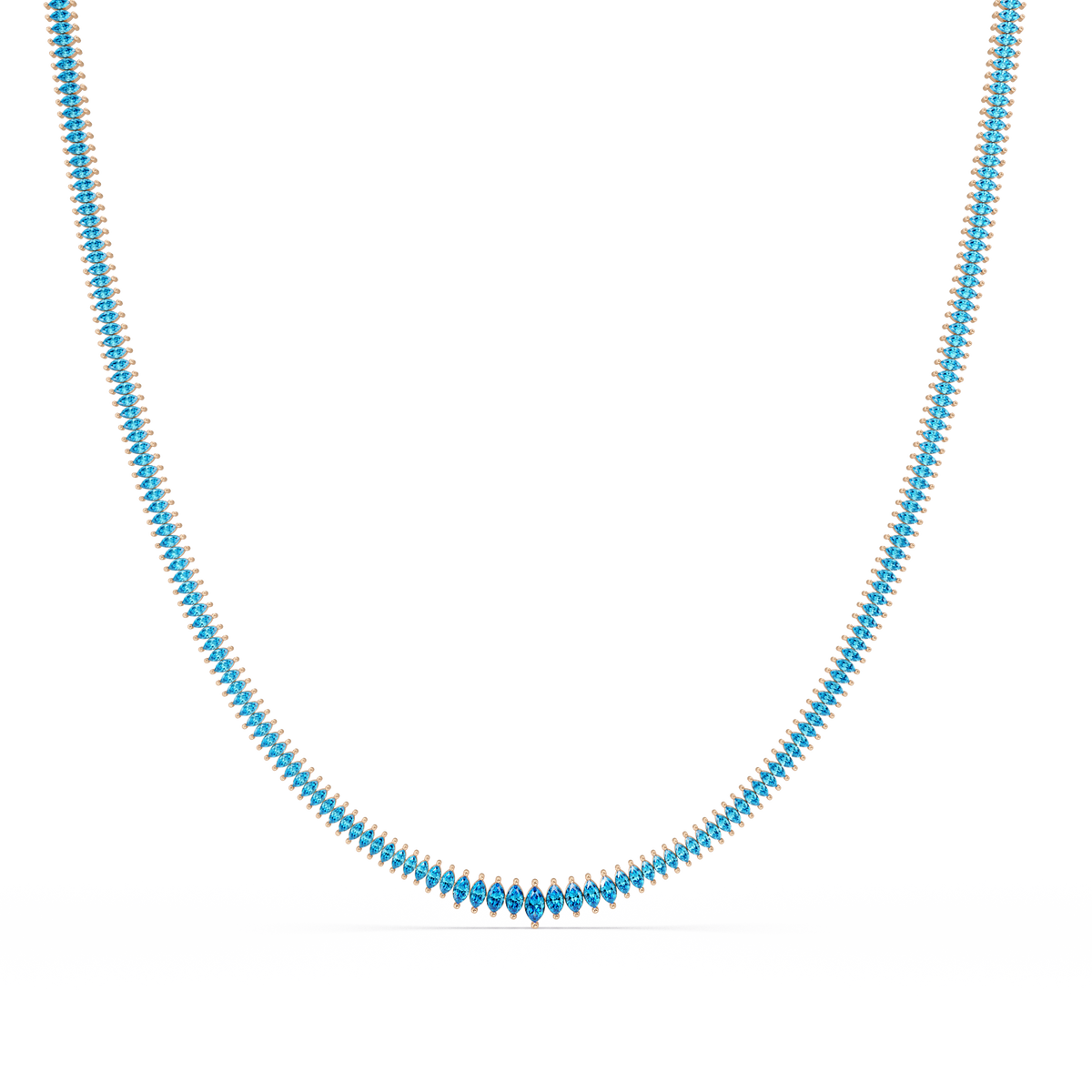 5.3 CTW Graduated Marquise-Cut Colorstone Tennis Necklace – CAD image 6233