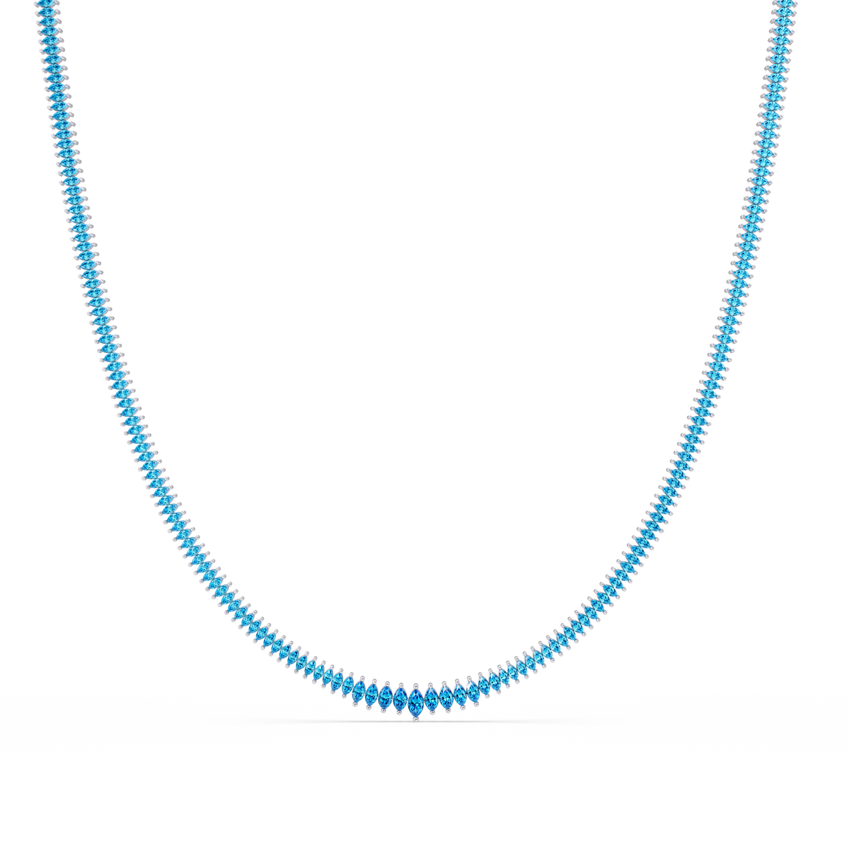 5.3 CTW Graduated Marquise-Cut Colorstone Tennis Necklace – CAD image 6234