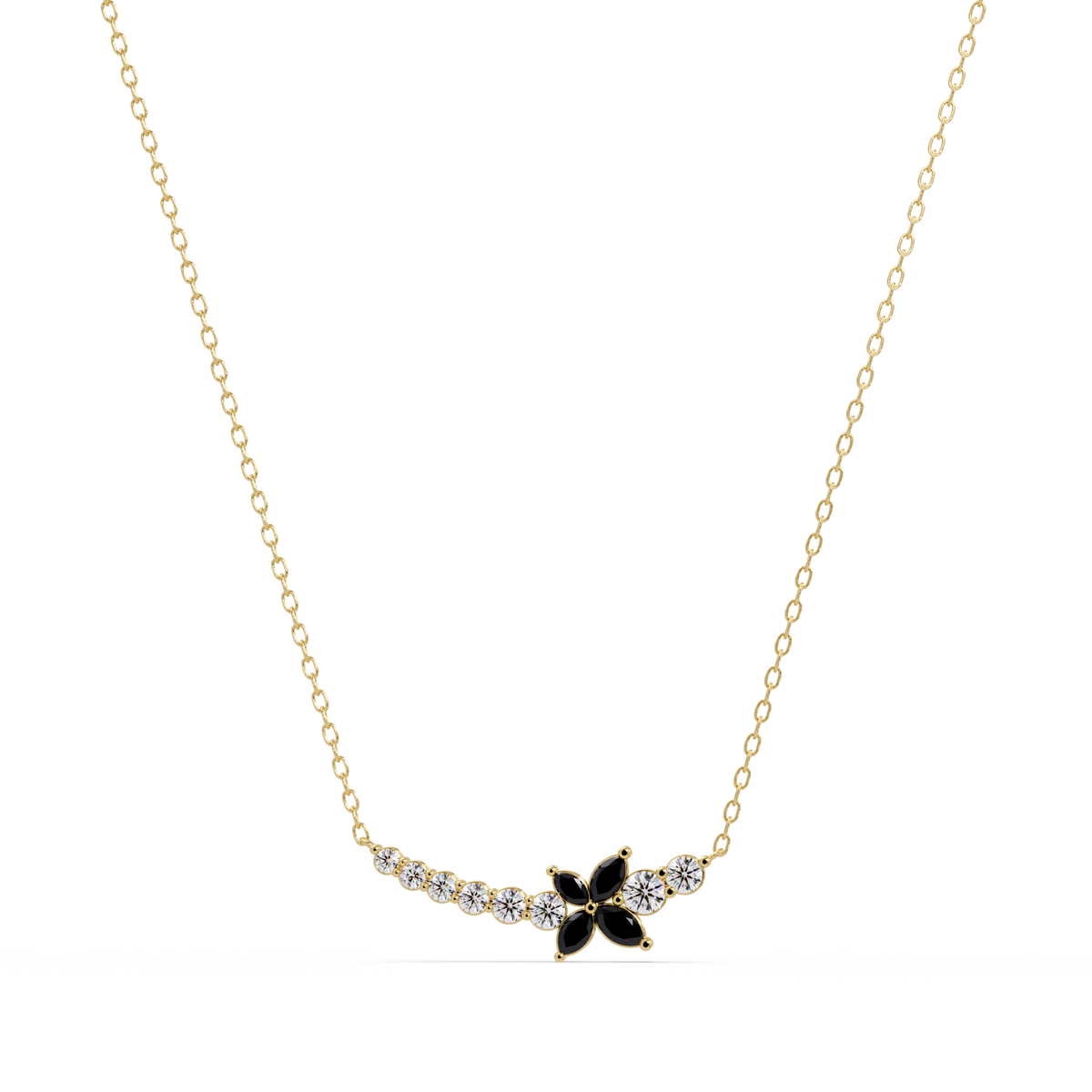 1.7 CTW Round & Marquise Floral Cluster Colorstone Necklace – CAD image 7862