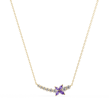 1.7 CTW Round & Marquise Floral Cluster Colorstone Necklace – CAD image 7863