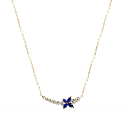 1.7 CTW Round & Marquise Floral Cluster Colorstone Necklace – CAD image 7864