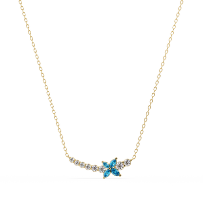 1.7 CTW Round & Marquise Floral Cluster Colorstone Necklace – CAD image 7865