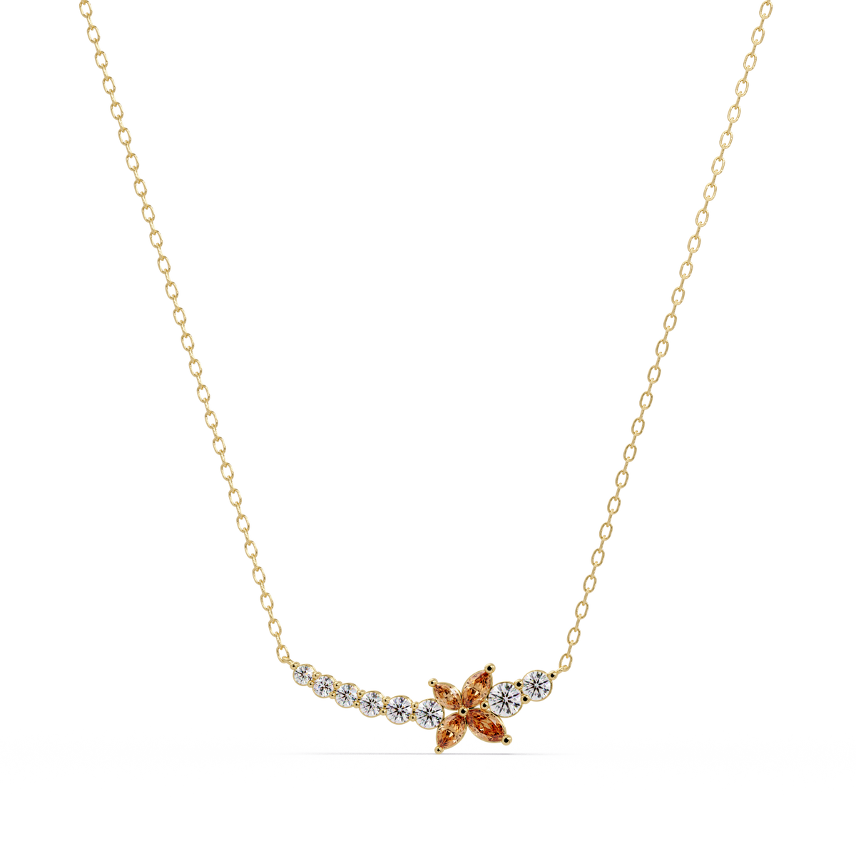 1.7 CTW Round & Marquise Floral Cluster Colorstone Necklace – CAD image 7866