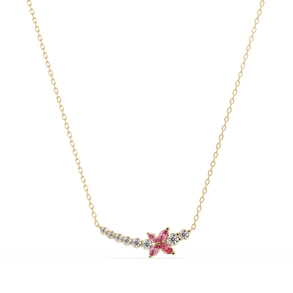 1.7 CTW Round & Marquise Floral Cluster Colorstone Necklace – CAD image 7868