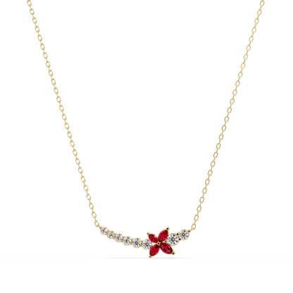 1.7 CTW Round & Marquise Floral Cluster Colorstone Necklace – CAD image 7869