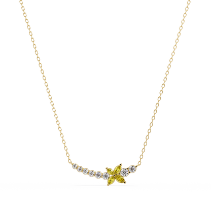 1.7 CTW Round & Marquise Floral Cluster Colorstone Necklace – CAD image 7871