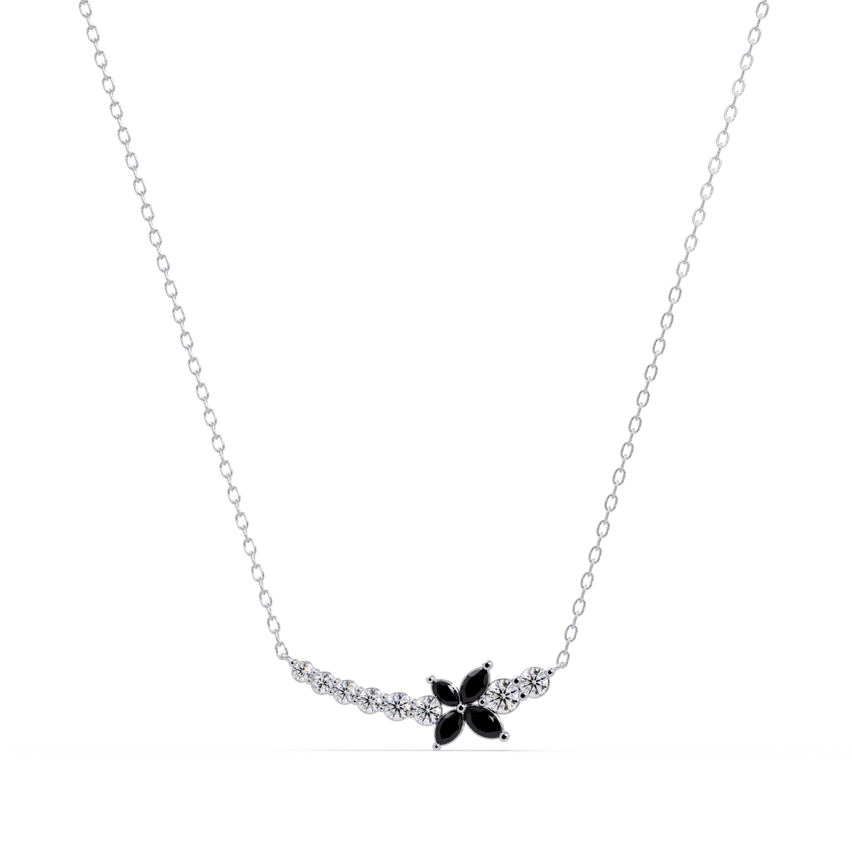 1.7 CTW Round & Marquise Floral Cluster Colorstone Necklace – CAD image 7873