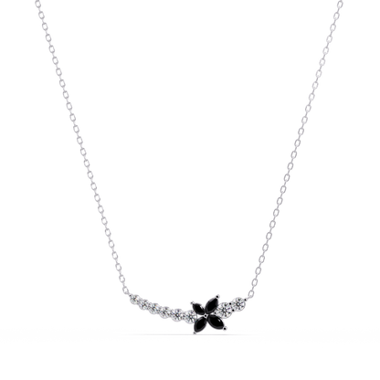 1.7 CTW Round & Marquise Floral Cluster Colorstone Necklace – CAD image 7873