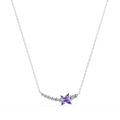1.7 CTW Round & Marquise Floral Cluster Colorstone Necklace – CAD image 7874