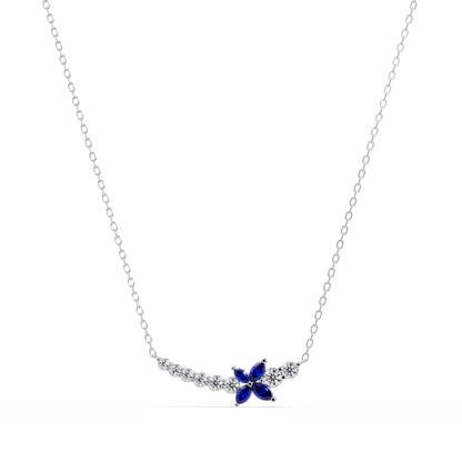 1.7 CTW Round & Marquise Floral Cluster Colorstone Necklace – CAD image 7875