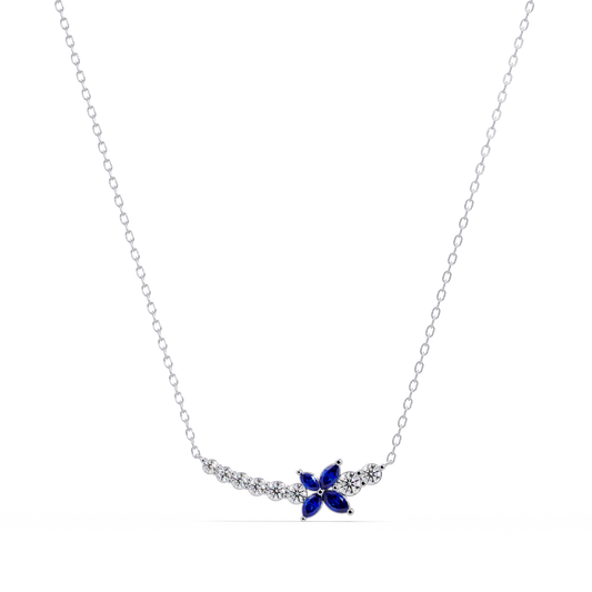 1.7 CTW Round & Marquise Floral Cluster Colorstone Necklace – CAD image 7875